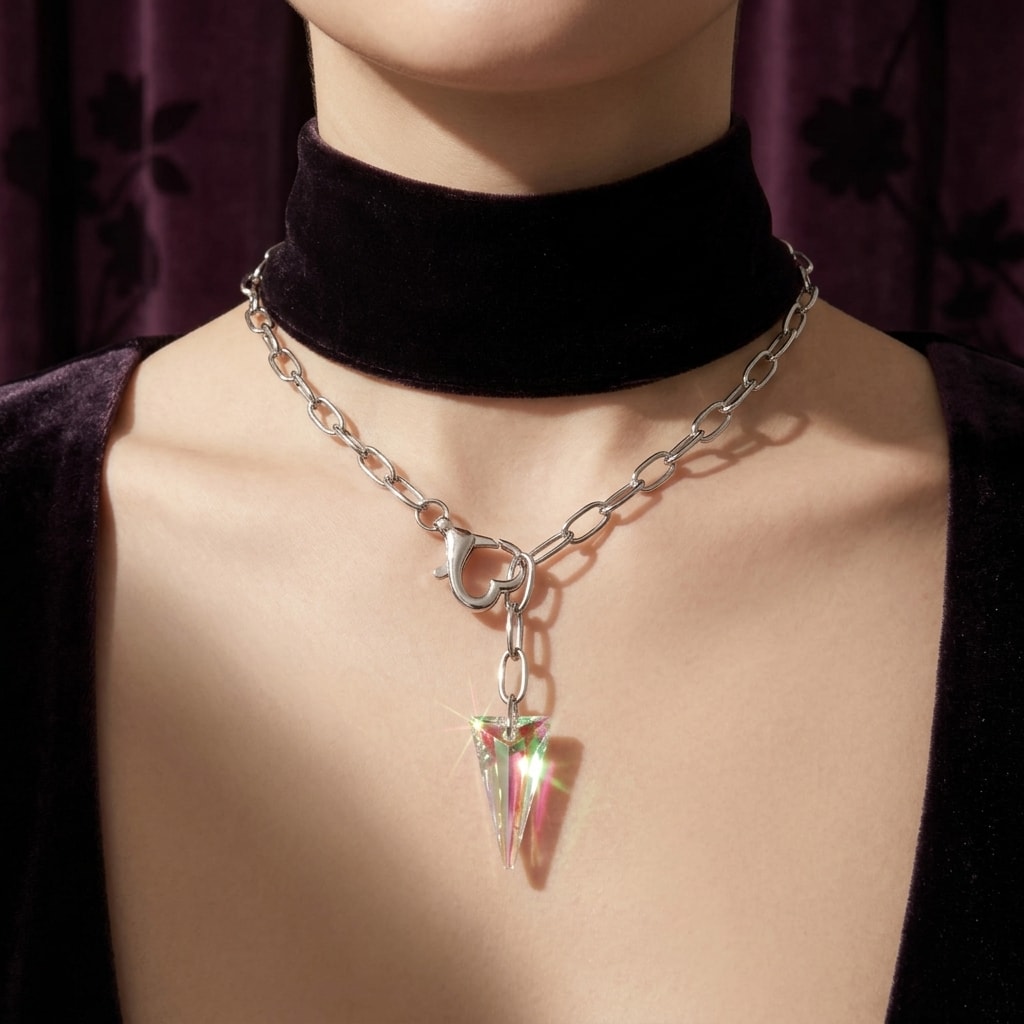 Crystal and Heart Necklace