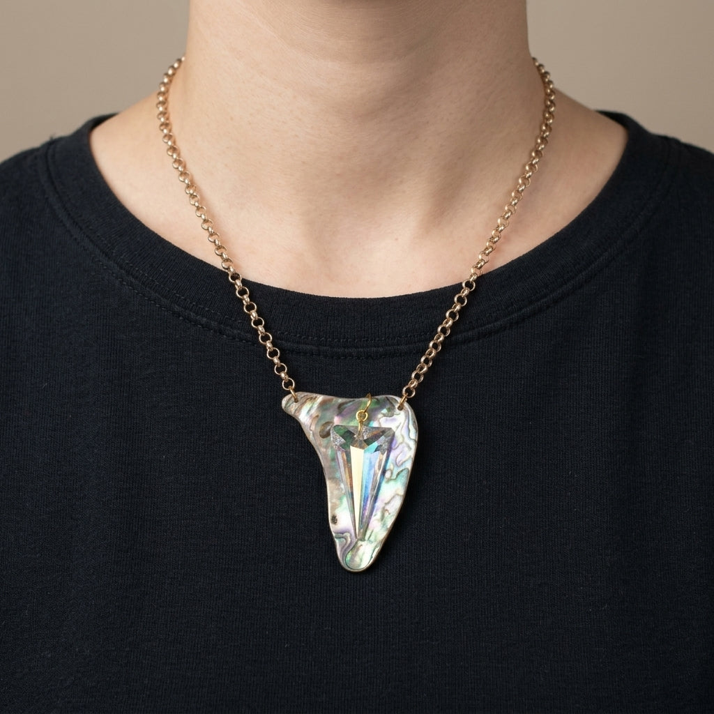 Crystal and Abalone Necklace with Shell Inlay Jewelry