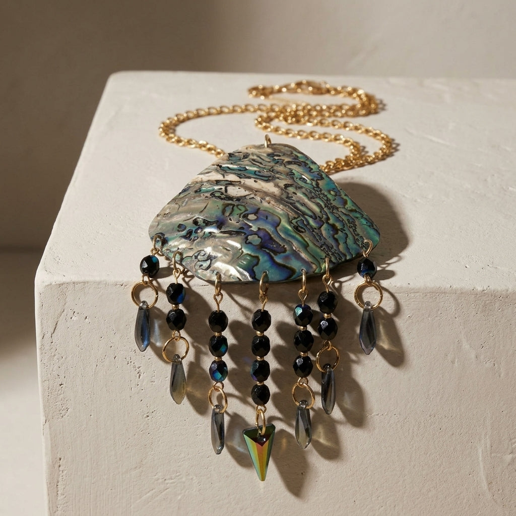 Abalone Shield Shell Inlay Necklace Jewelry Oceanic Finish