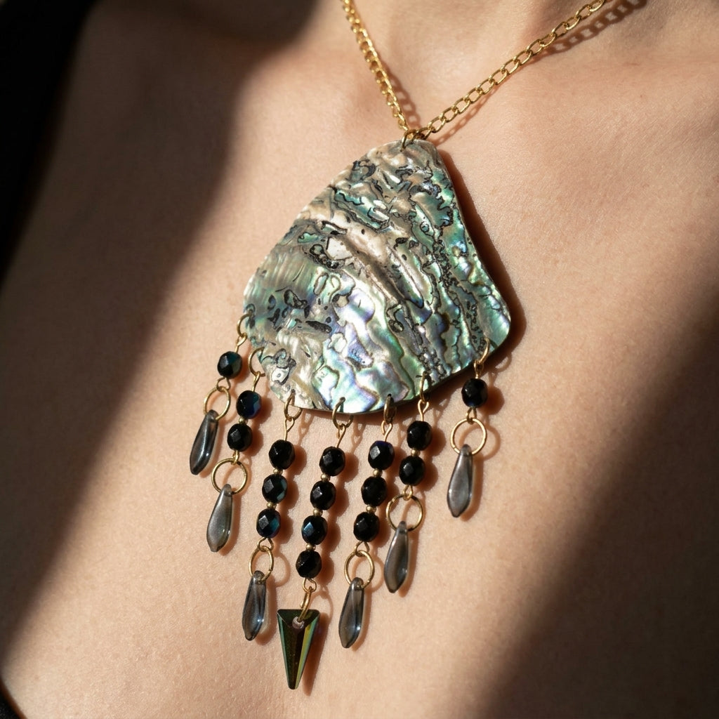 Abalone Shield Shell Inlay Necklace Jewelry Oceanic Finish