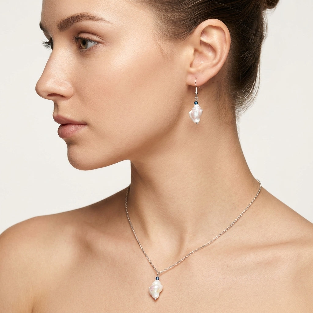 Conch Earring and Necklace Set for Oceanic Beach Jewelry Collection