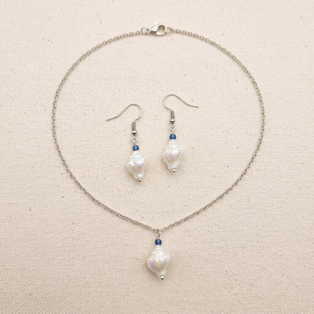 Conch Earring and Necklace Set for Oceanic Beach Jewelry Collection