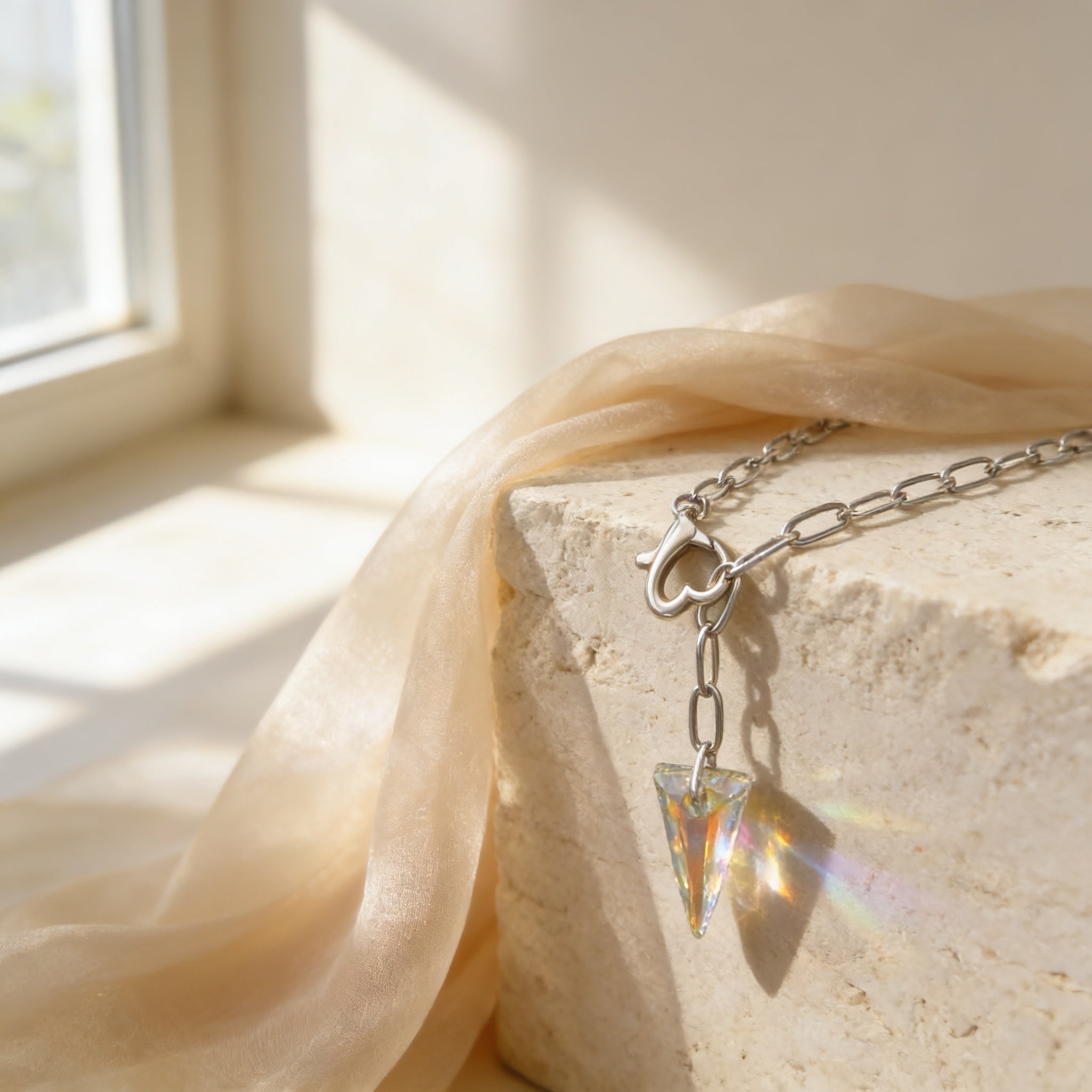Crystal and Heart Necklace