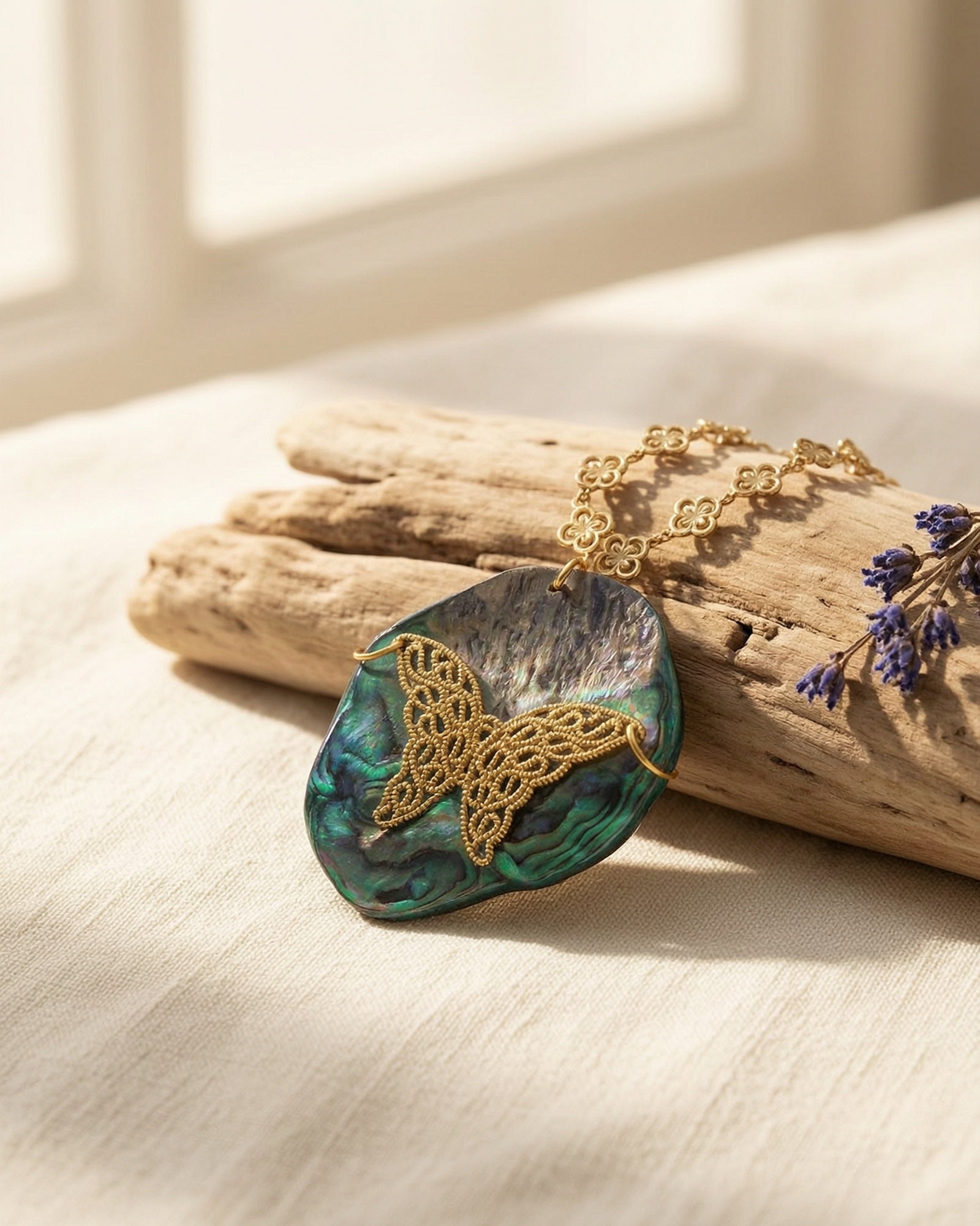 Butterfly and Abalone Necklace
