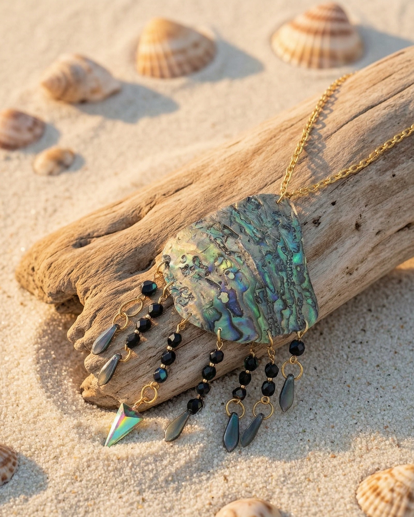 Abalone Shield Shell Inlay Necklace Jewelry Oceanic Finish