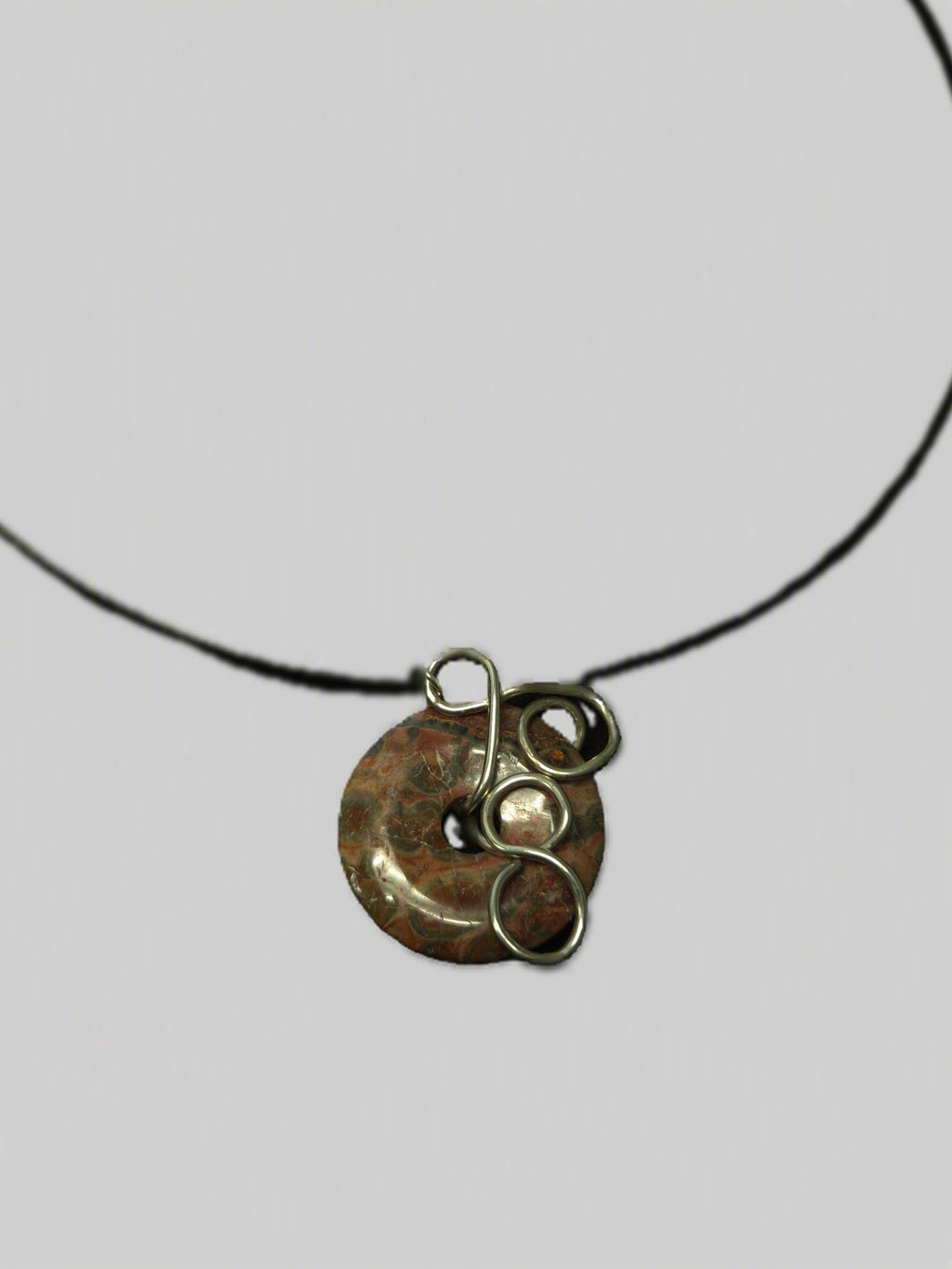Natural Jasper Wire Wrapped Pendant Necklace Handmade Jewelry Gift For Any Occasion