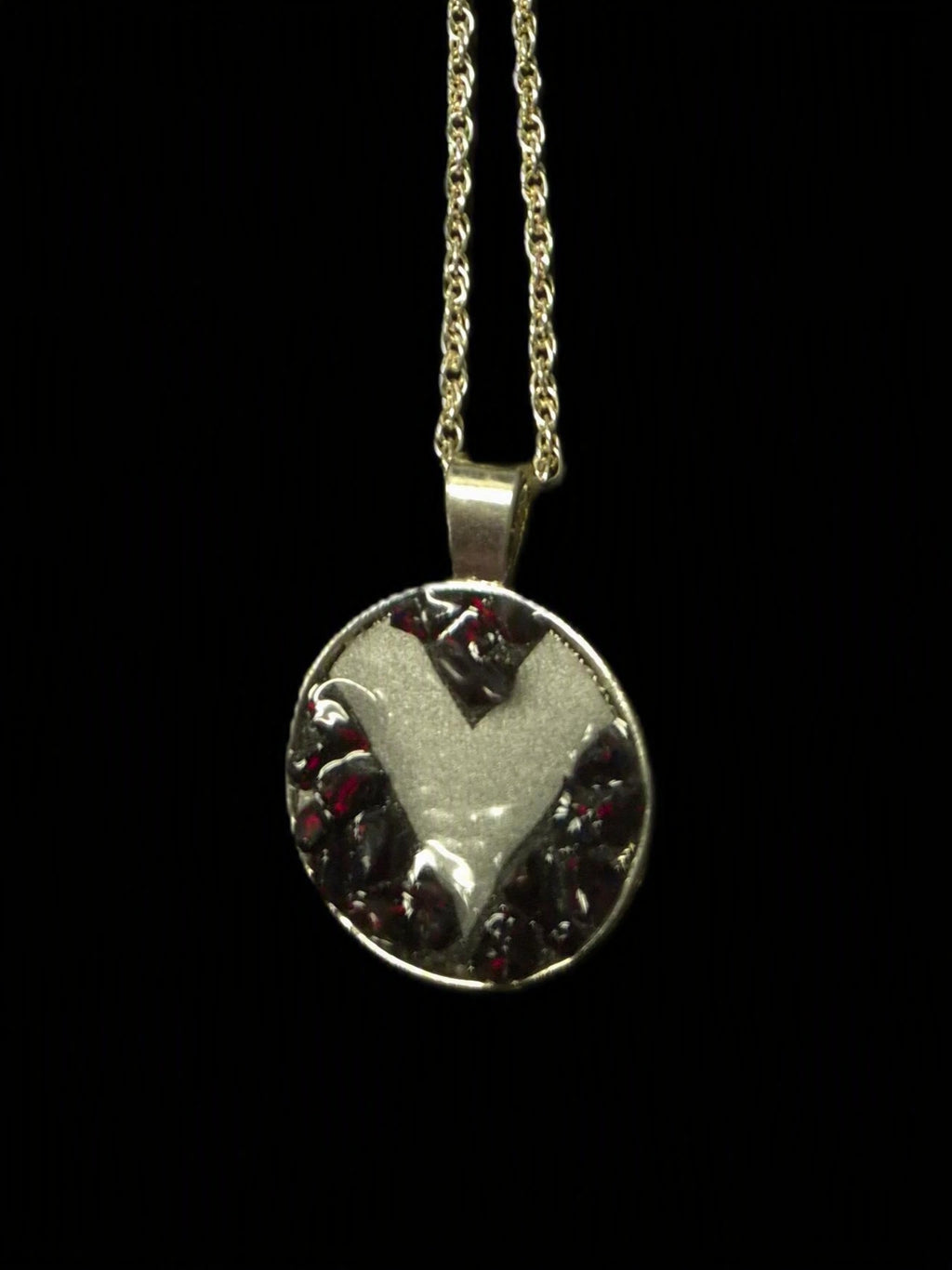V Shaped Opal Pendant Necklace On Sterling Silver Chain With Contemporary Silhouette For Everyday Wear