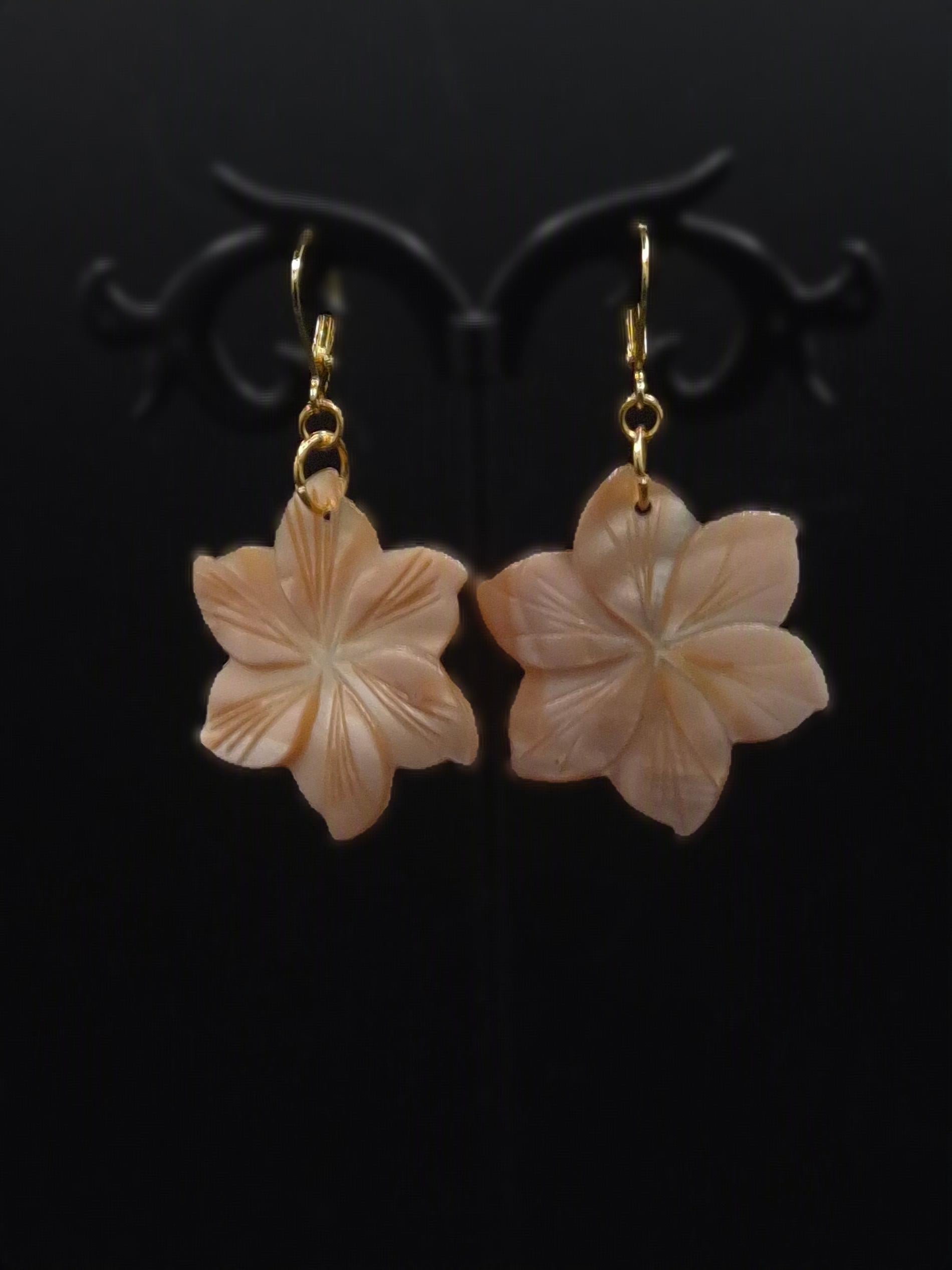 Dyed Mother of Pearl Flower Earrings Handmade for Elegant Summer Style