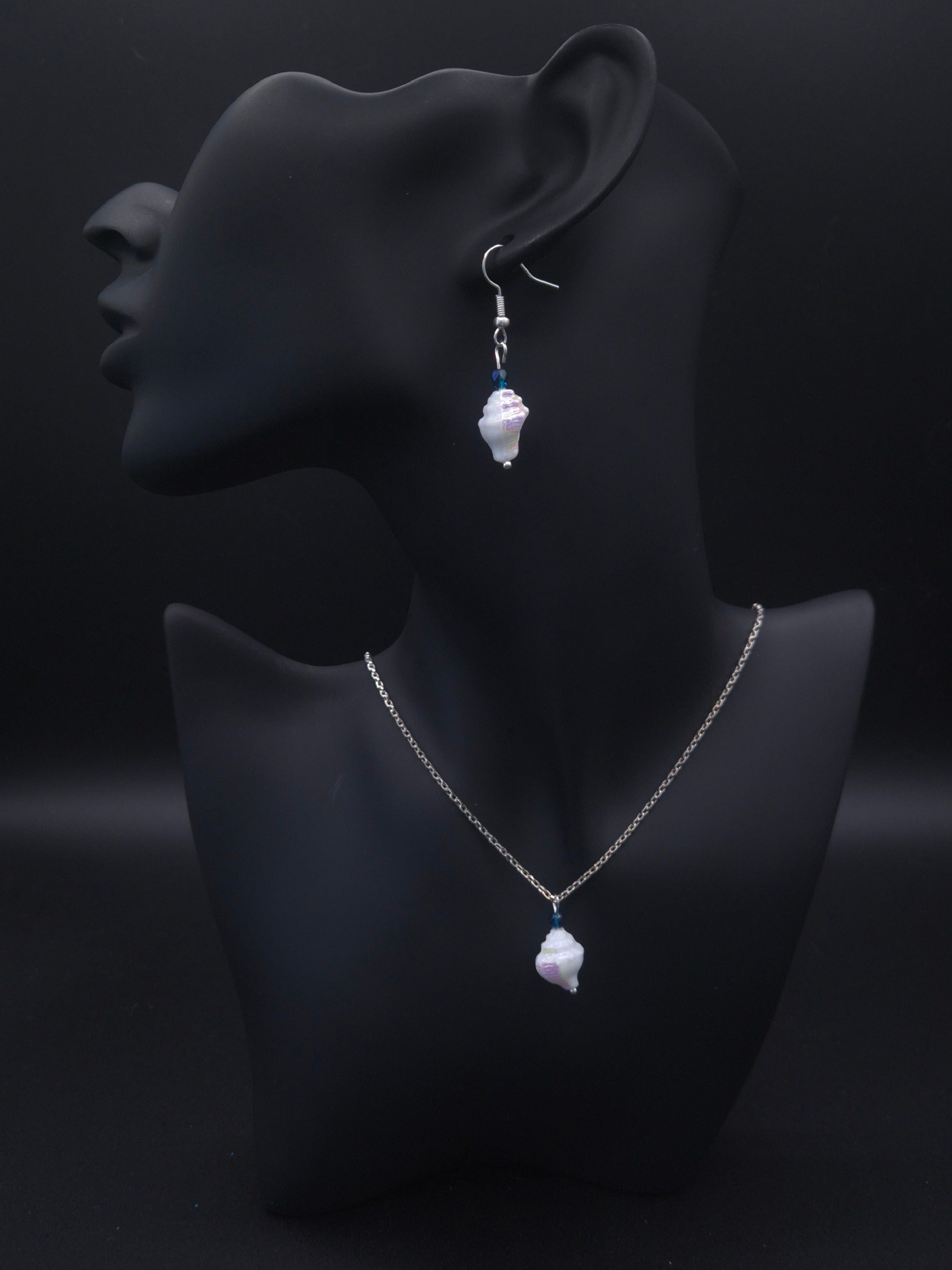 Conch Earring and Necklace Set for Oceanic Beach Jewelry Collection