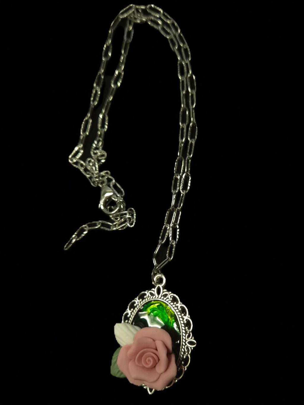 Pink Rose Necklace Dainty Pendant Jewelry for Women Gift