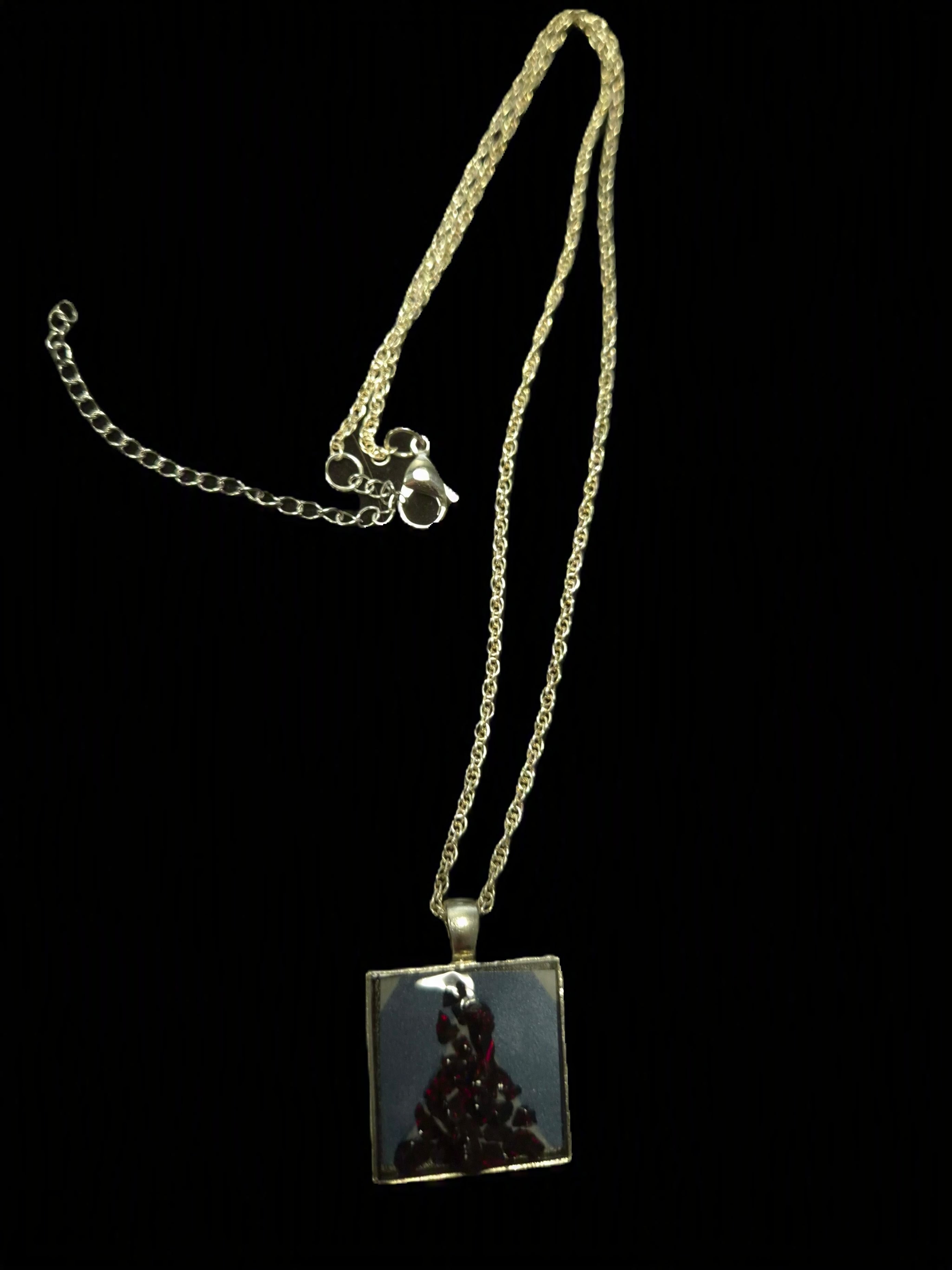 Geometric Square Opal Pendant Necklace Minimalist Jewelry