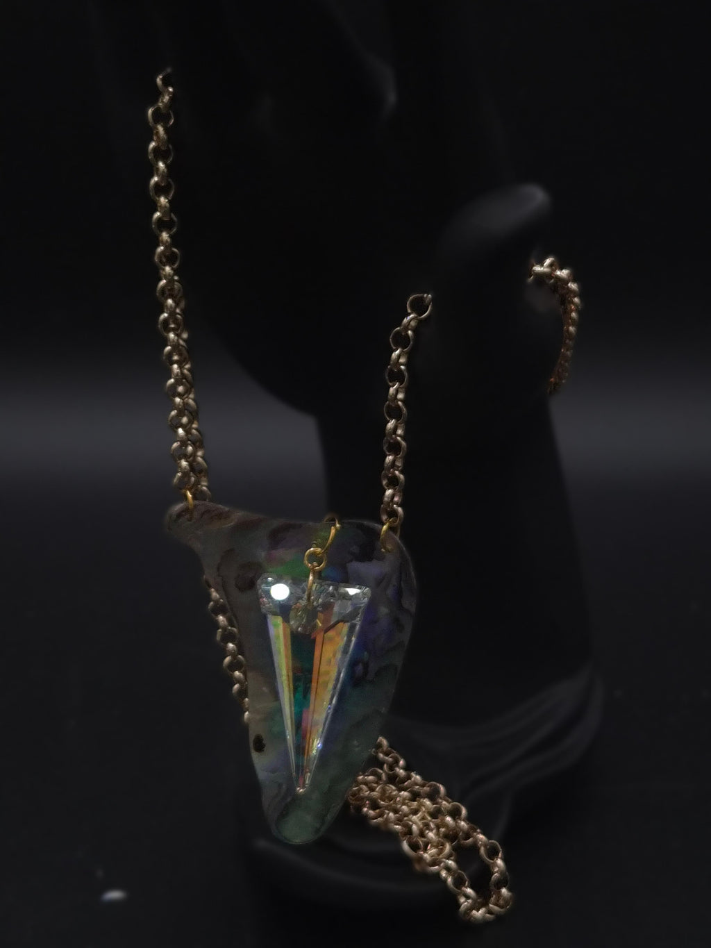 Crystal and Abalone Necklace with Shell Inlay Jewelry
