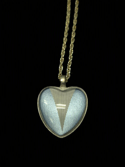Blue Tuxedo Heart Pendant Necklace Stainless Steel Finish