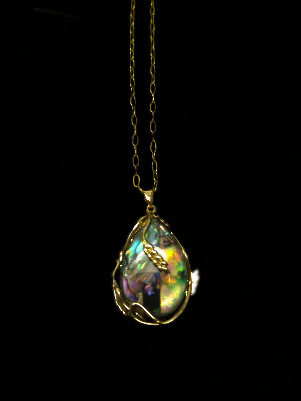 Elegant Wrapped Abalone Necklace With Iridescent Seashell Pendant