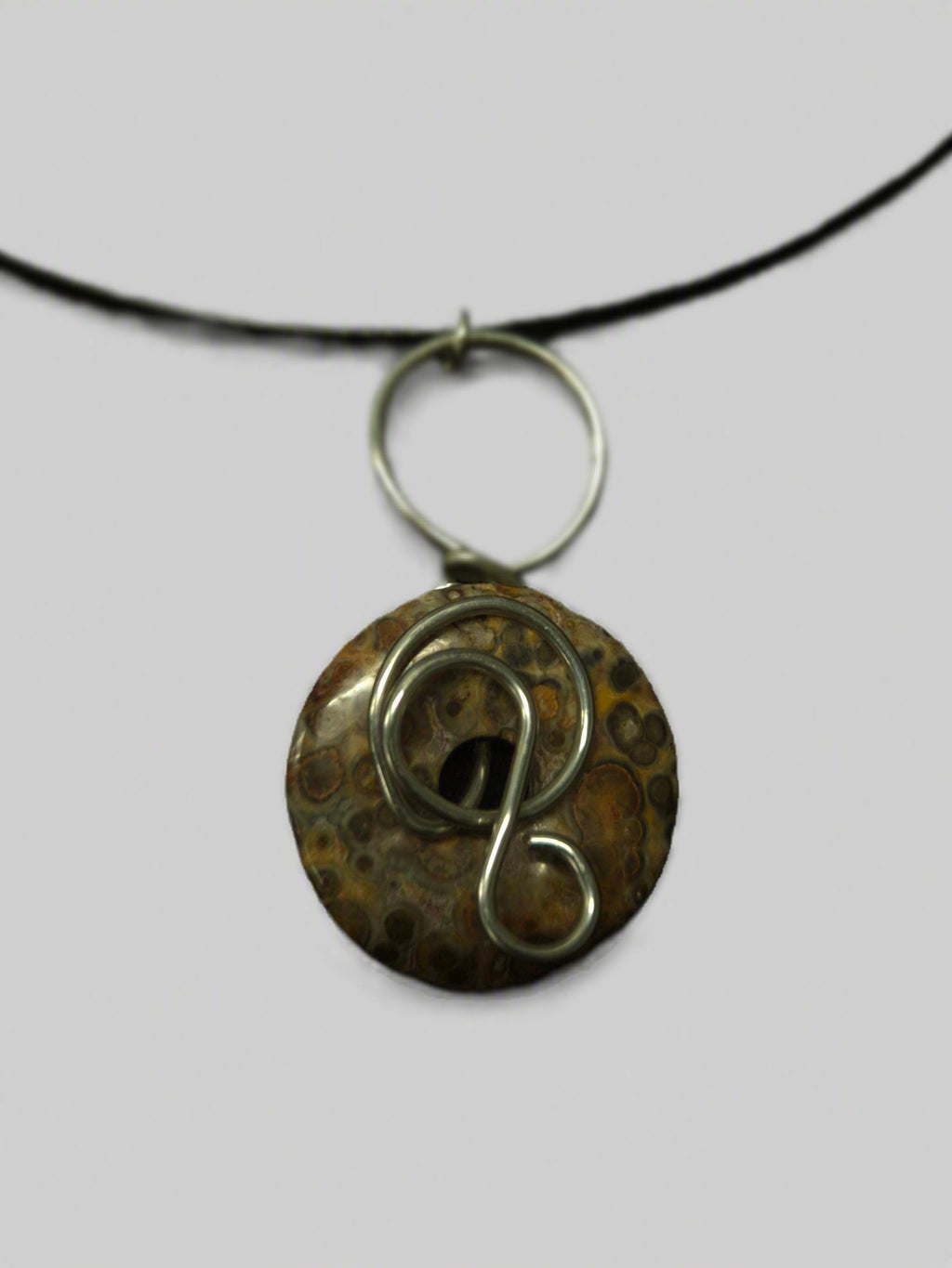 Round Jasper Pendant Necklace With Natural Gemstone Charm