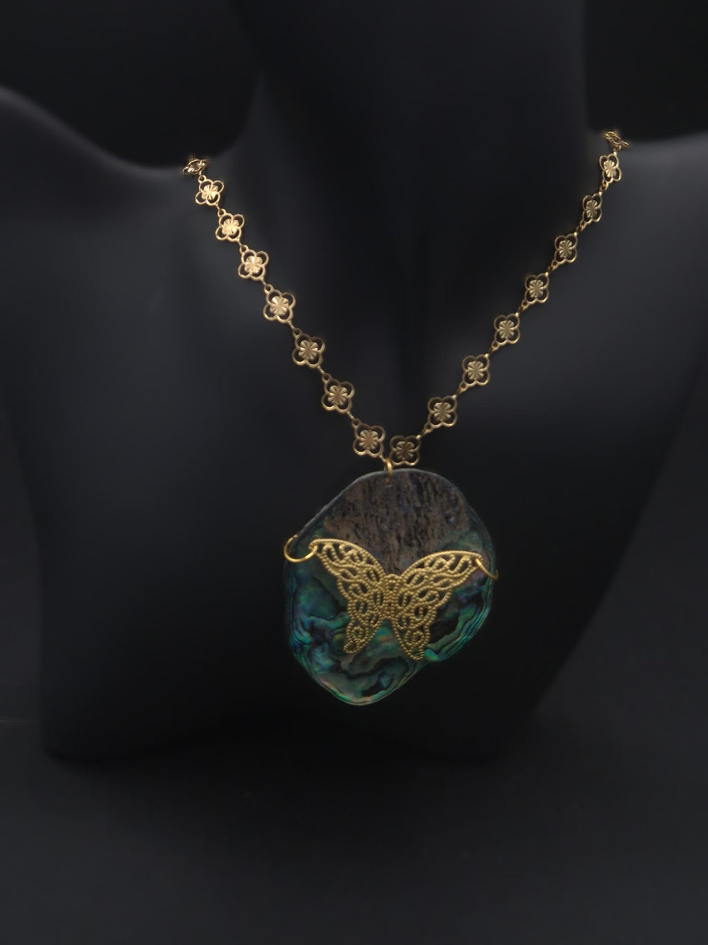 Butterfly and Abalone Necklace