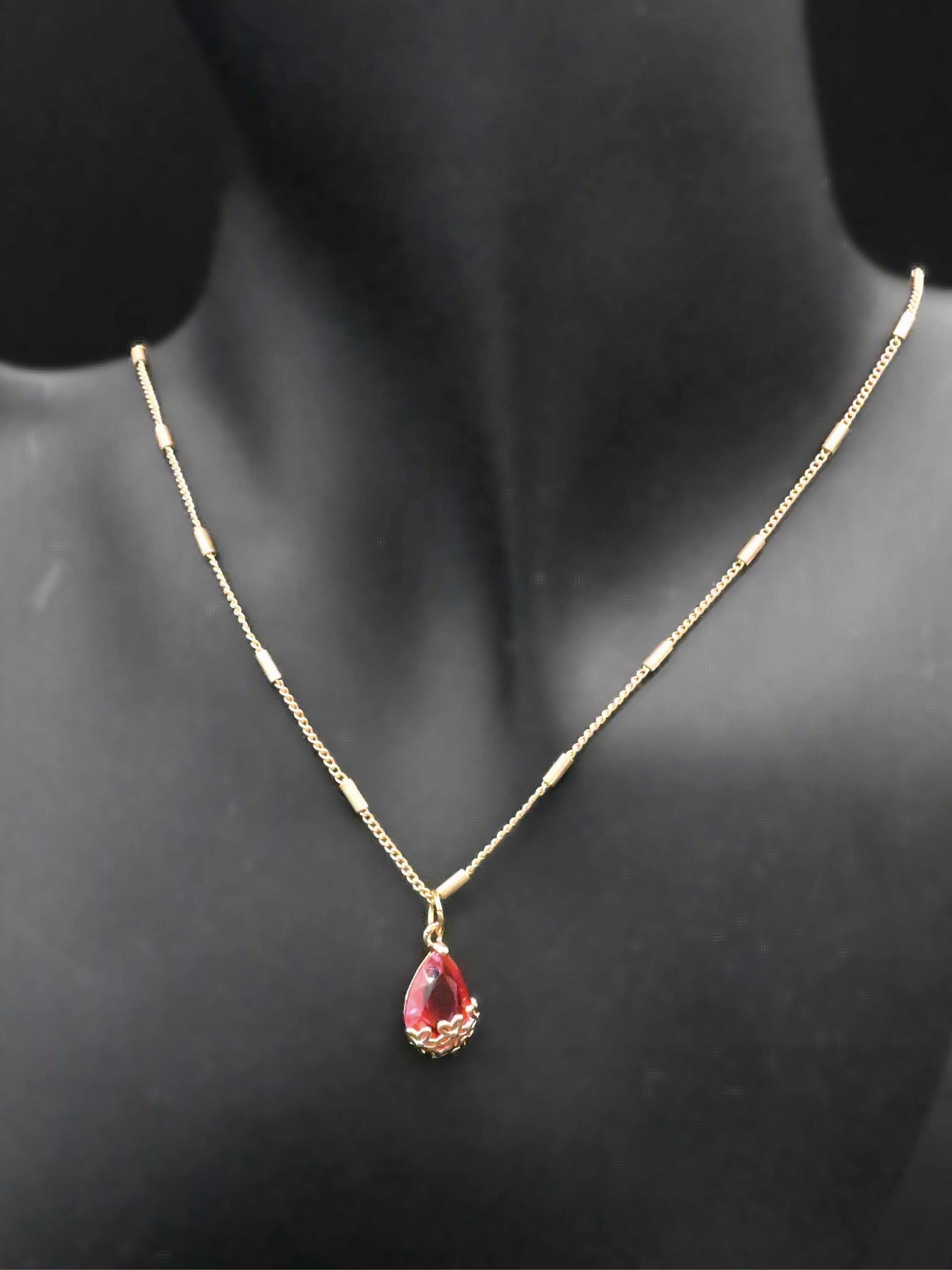 Flower Teardrop Necklace With Crystal Pendant For Women