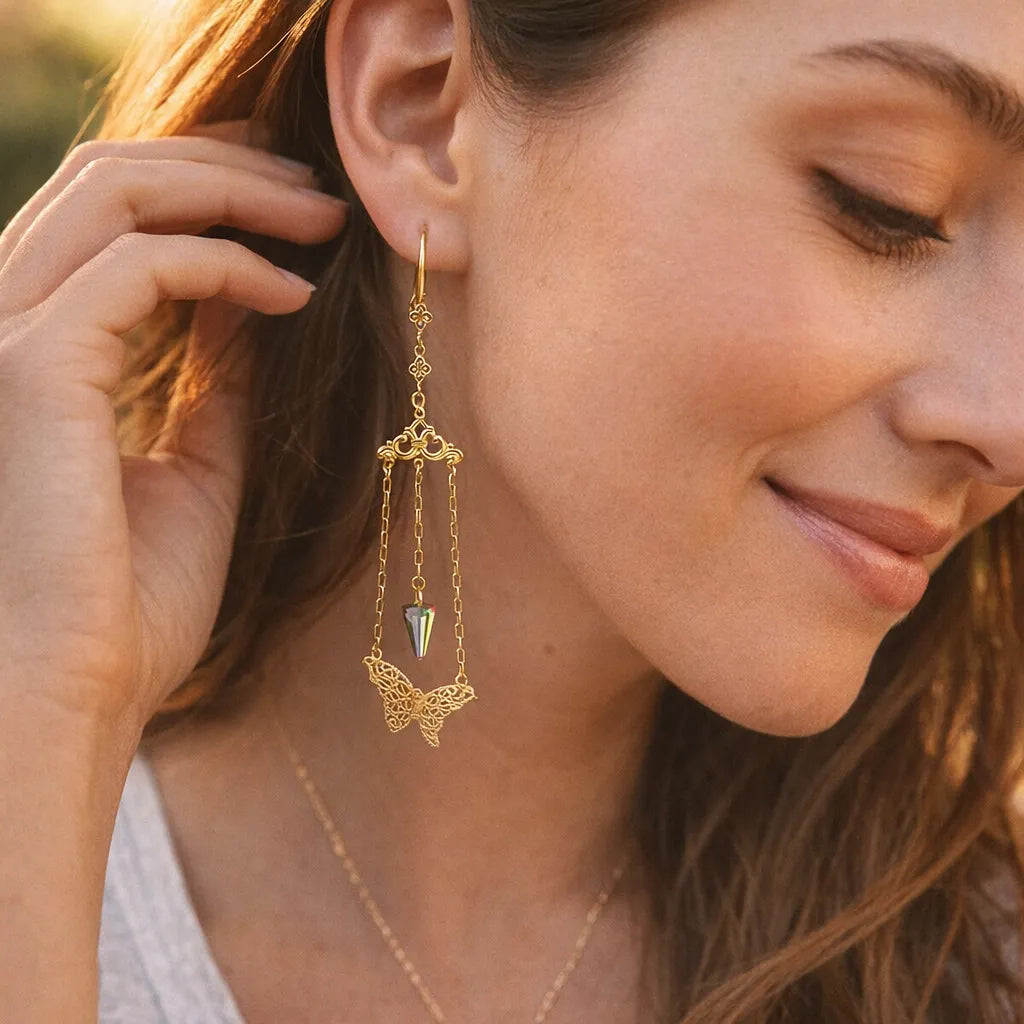 Butterfly and Crystal Earrings