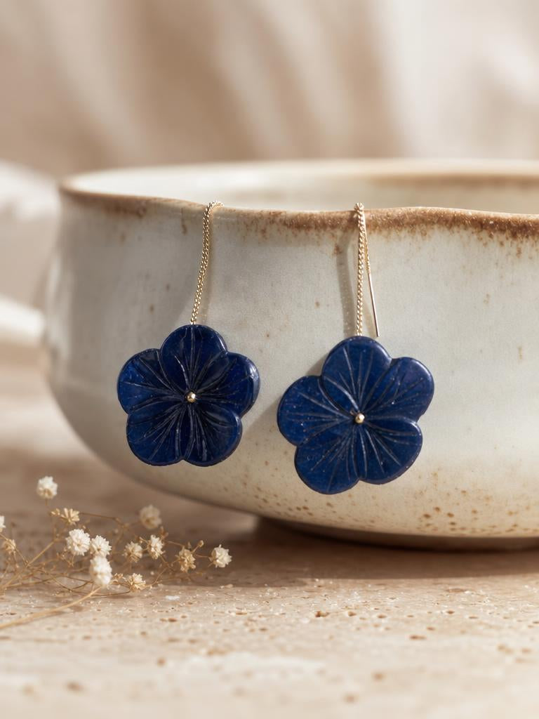 Dyed Mother of Pearl Flower Earrings Handmade for Elegant Summer Style