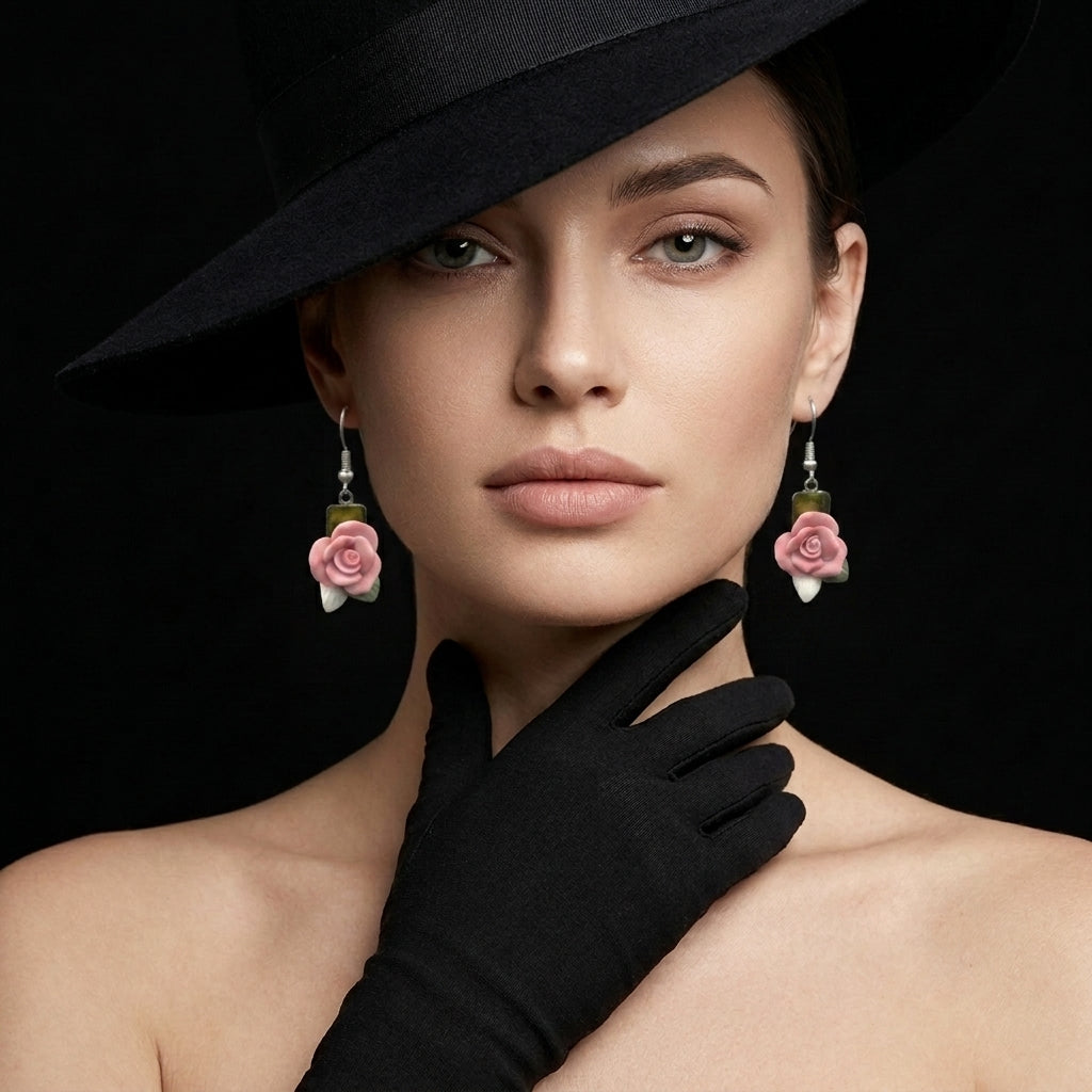 Silver Rose Stud Earrings For Women Floral Jewelry Gift Elegant Everyday Accessory
