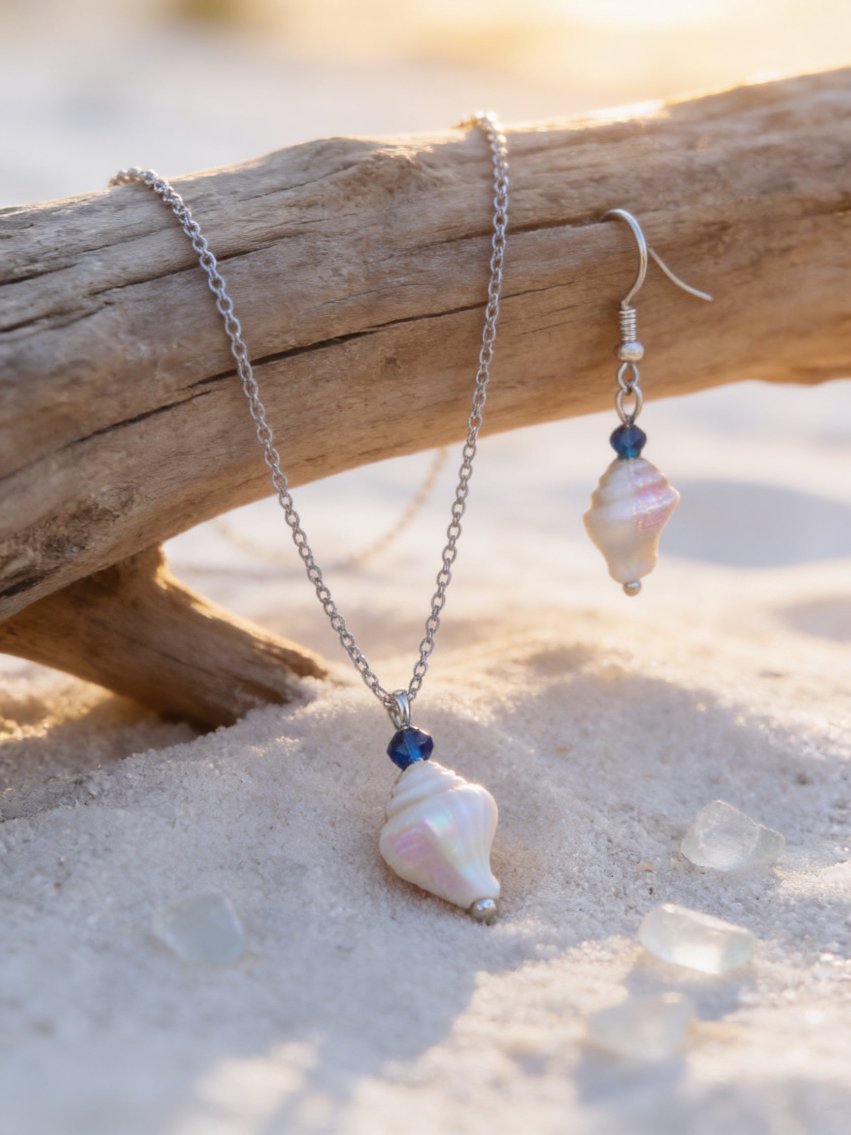 Conch Earring and Necklace Set for Oceanic Beach Jewelry Collection