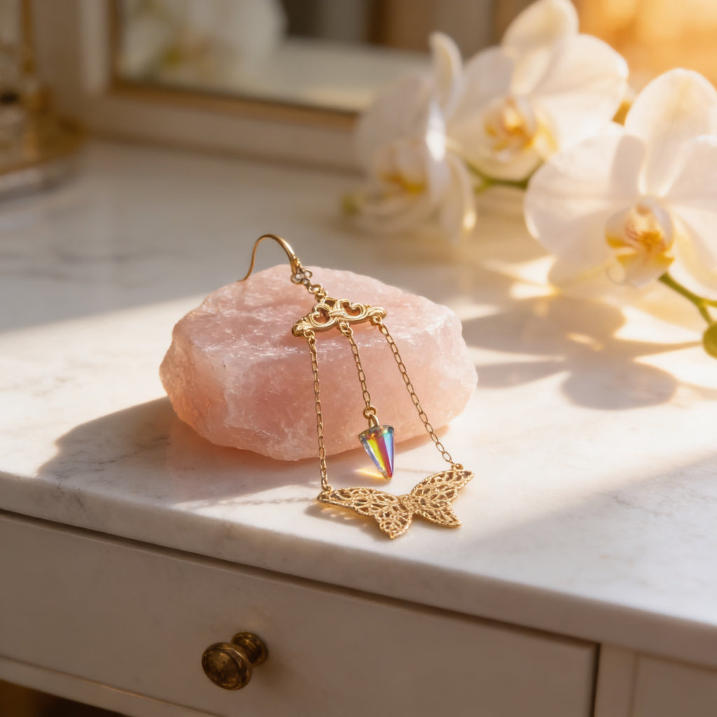 Butterfly and Crystal Earrings