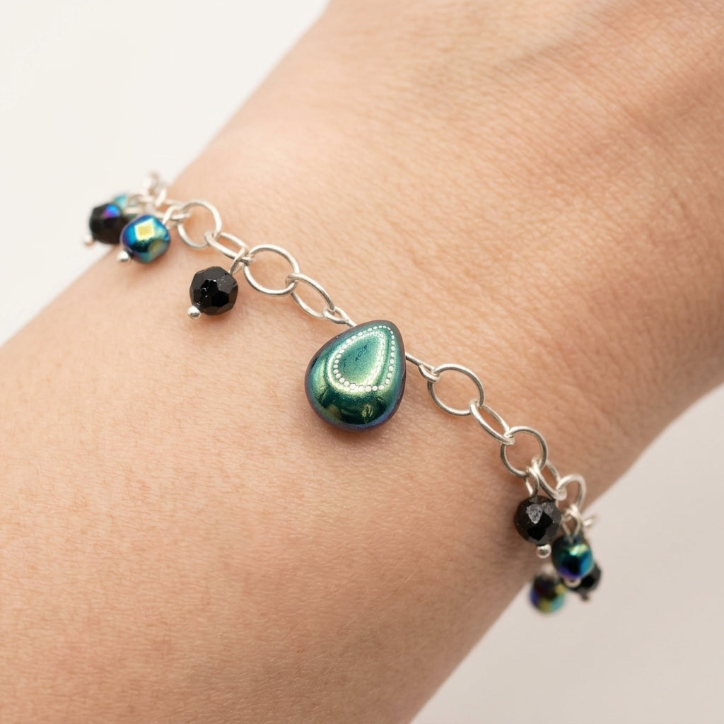 Teardrop Crystal Bracelet For Women Adjustable Sterling Silver
