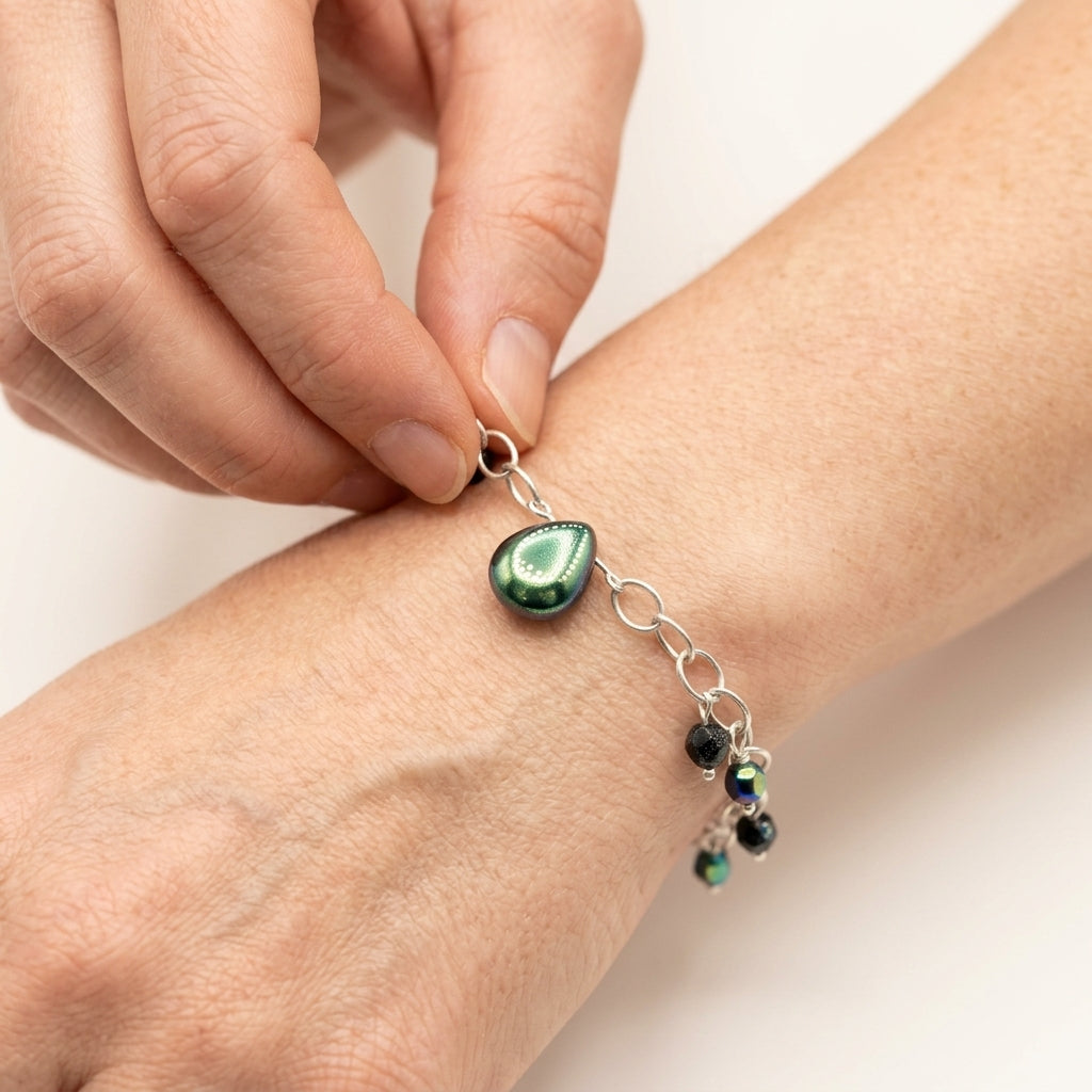Teardrop Crystal Bracelet For Women Adjustable Sterling Silver
