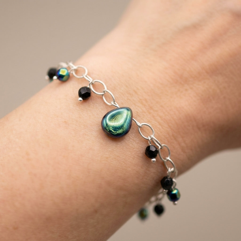 Teardrop Crystal Bracelet For Women Adjustable Sterling Silver