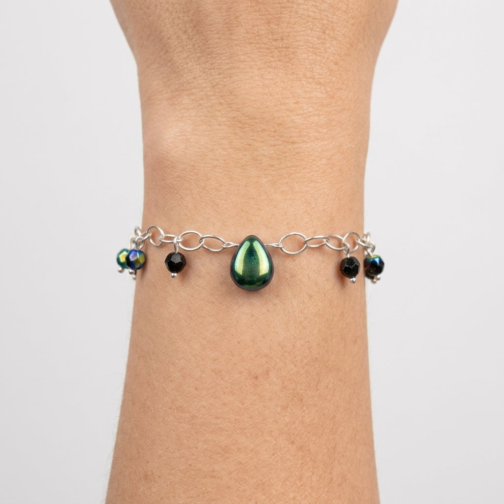 Teardrop Crystal Bracelet For Women Adjustable Sterling Silver