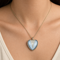 Blue Tuxedo Heart Pendant Necklace Stainless Steel Finish