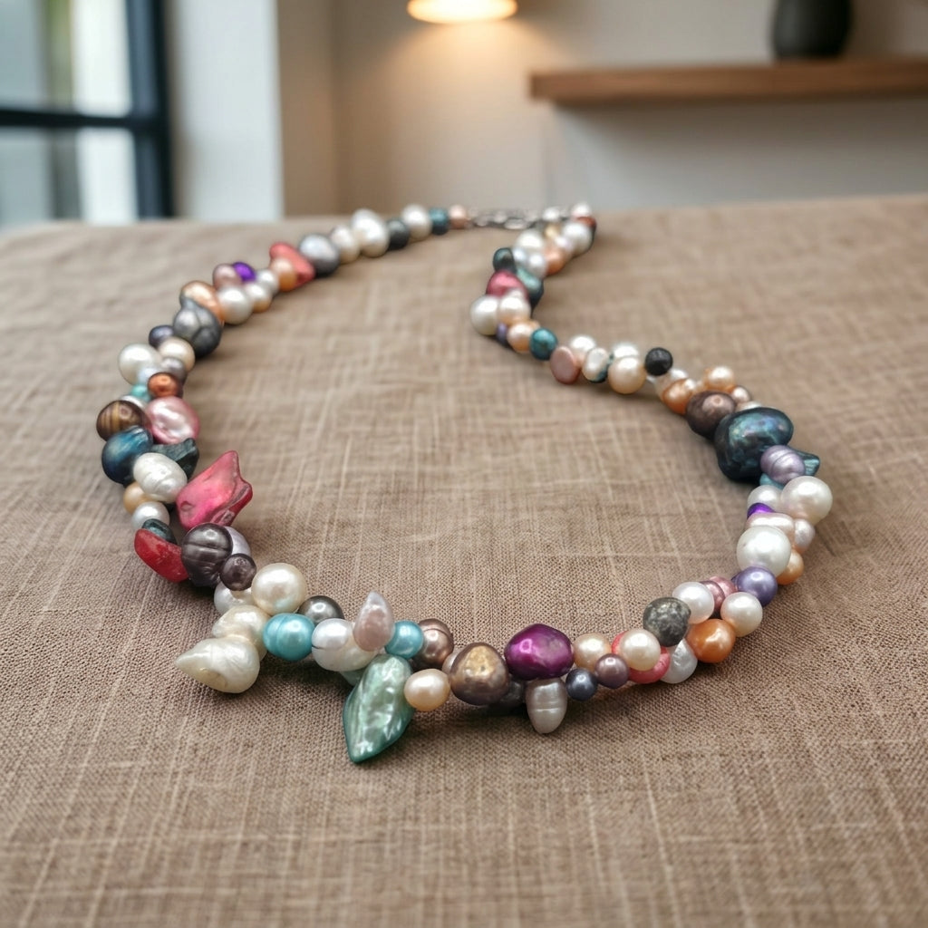 Elegant Twisted Pearl Necklace With Freshwater Pearls