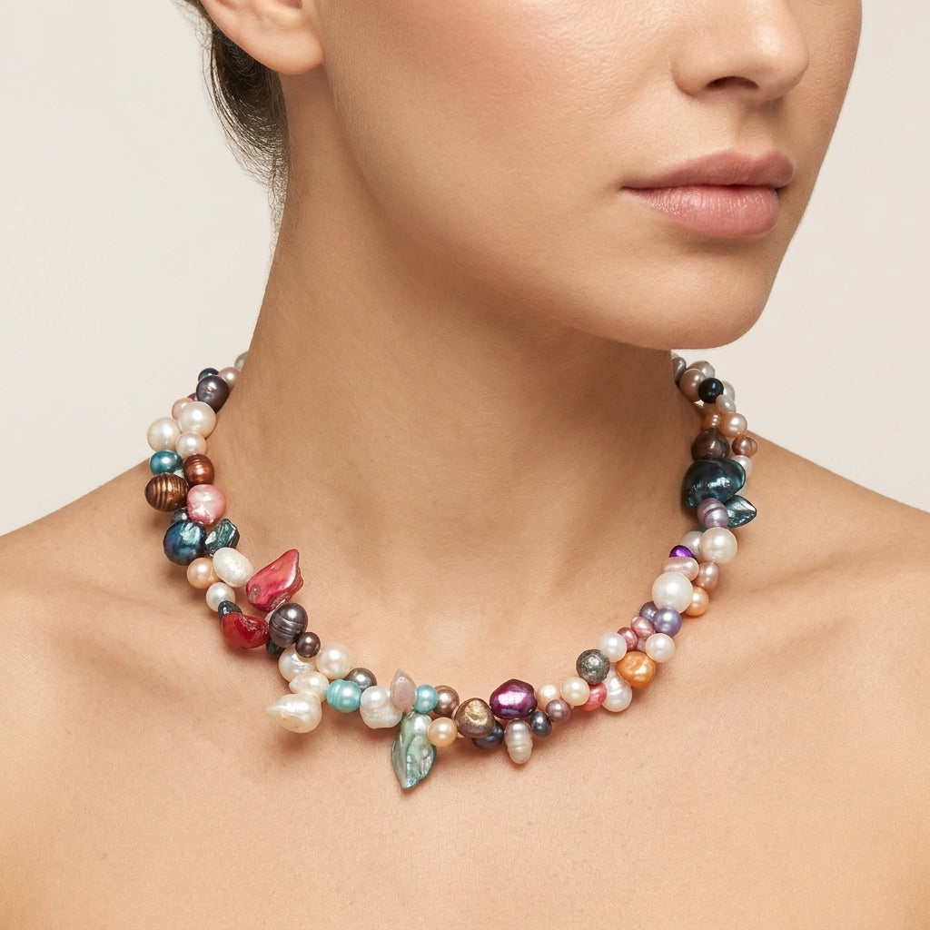Elegant Twisted Pearl Necklace With Freshwater Pearls