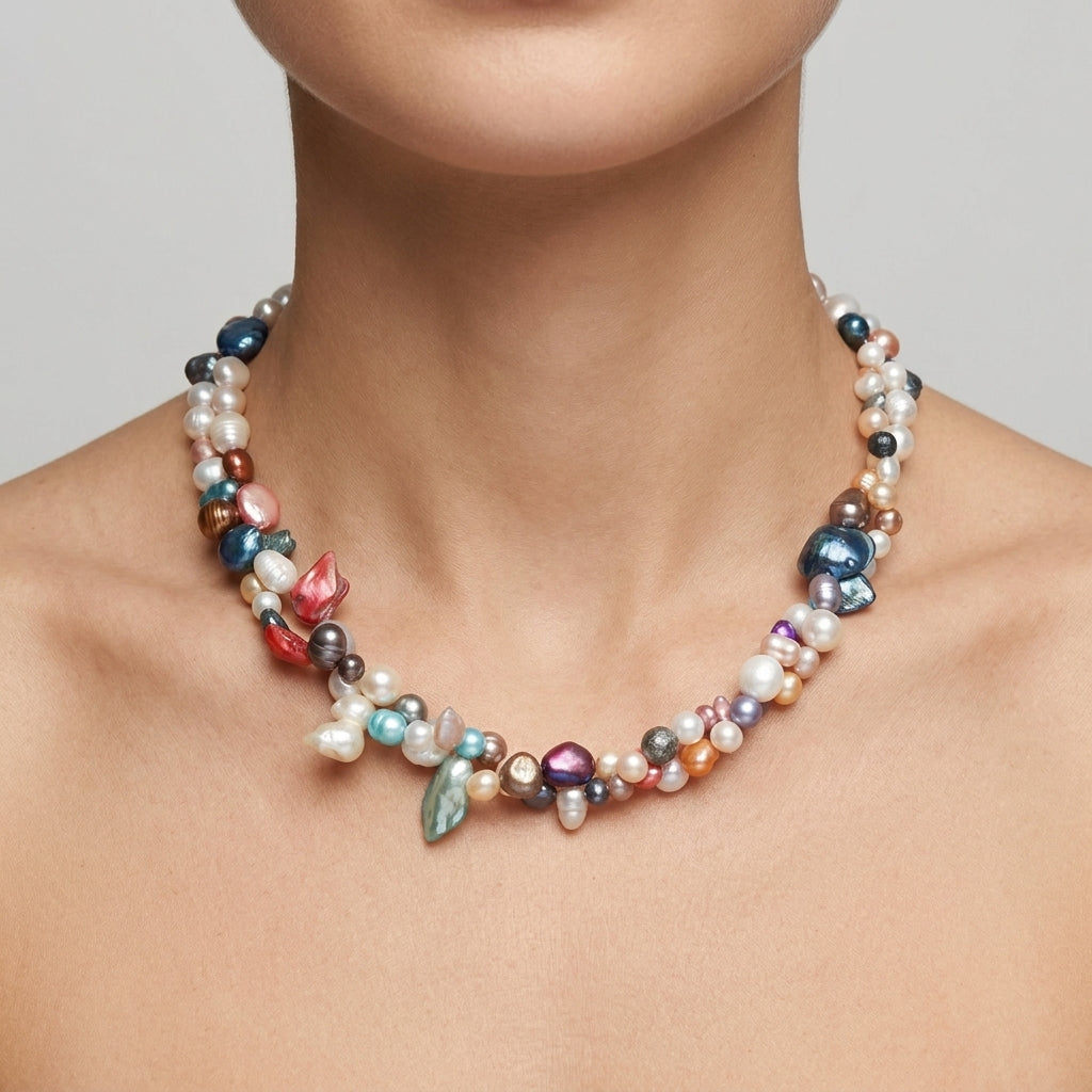 Elegant Twisted Pearl Necklace With Freshwater Pearls