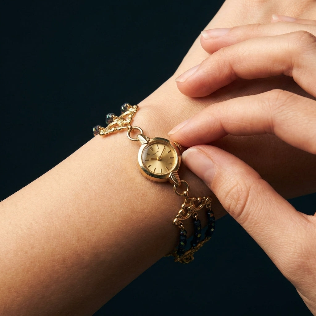 Gold Opal Sapphire Watch Luxury Timepiece For Elegant Style