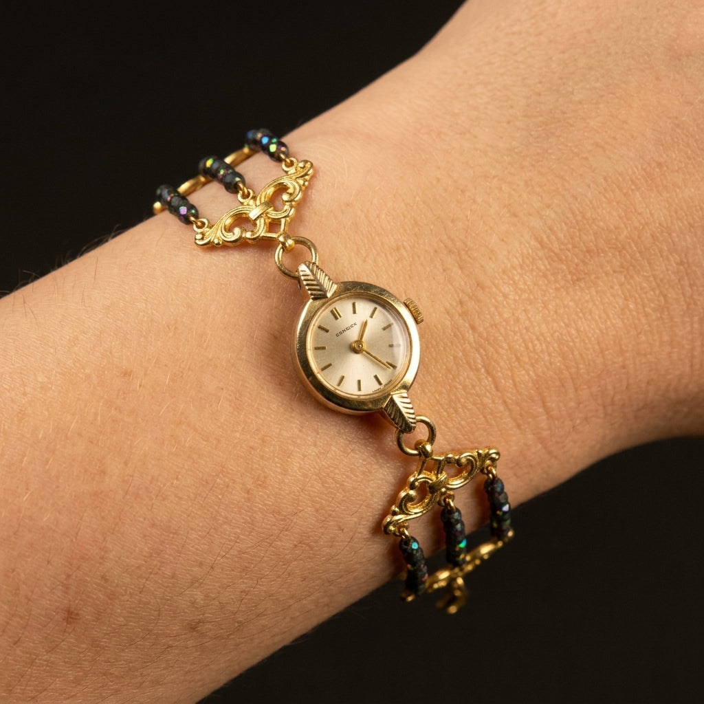 Gold Opal Sapphire Watch Luxury Timepiece For Elegant Style