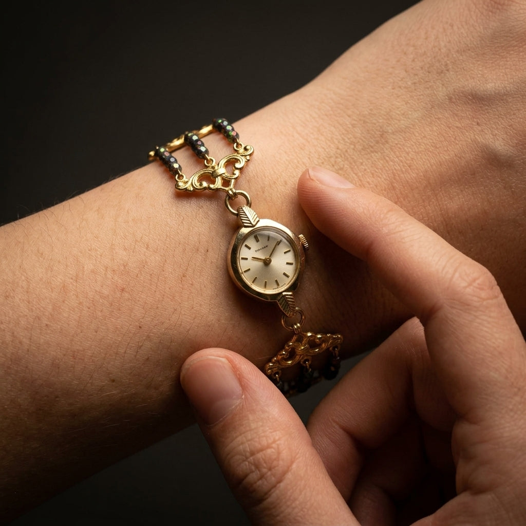 Gold Opal Sapphire Watch Luxury Timepiece For Elegant Style
