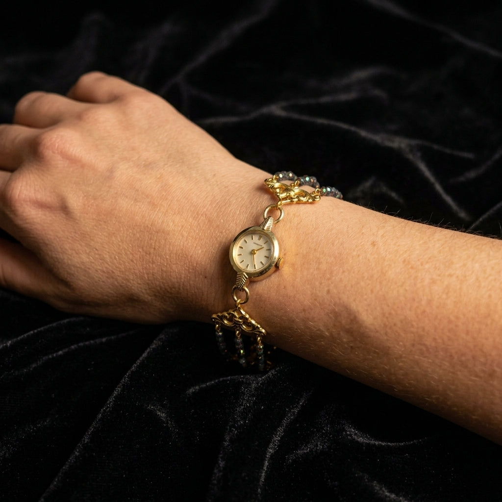 Gold Opal Sapphire Watch Luxury Timepiece For Elegant Style