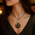 Round Jasper Pendant Necklace With Natural Gemstone Charm