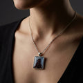 Geometric Square Opal Pendant Necklace Minimalist Jewelry
